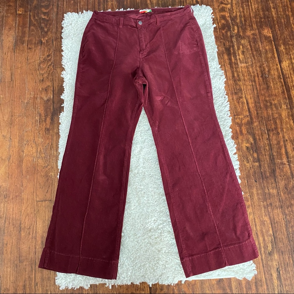 ModCloth Fervour Burgundy Retro Cords Corduroy Flare Pants SZ 1X